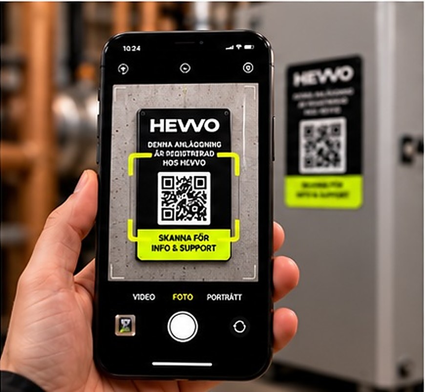 Mobilkamera vid en QR-märkt installation