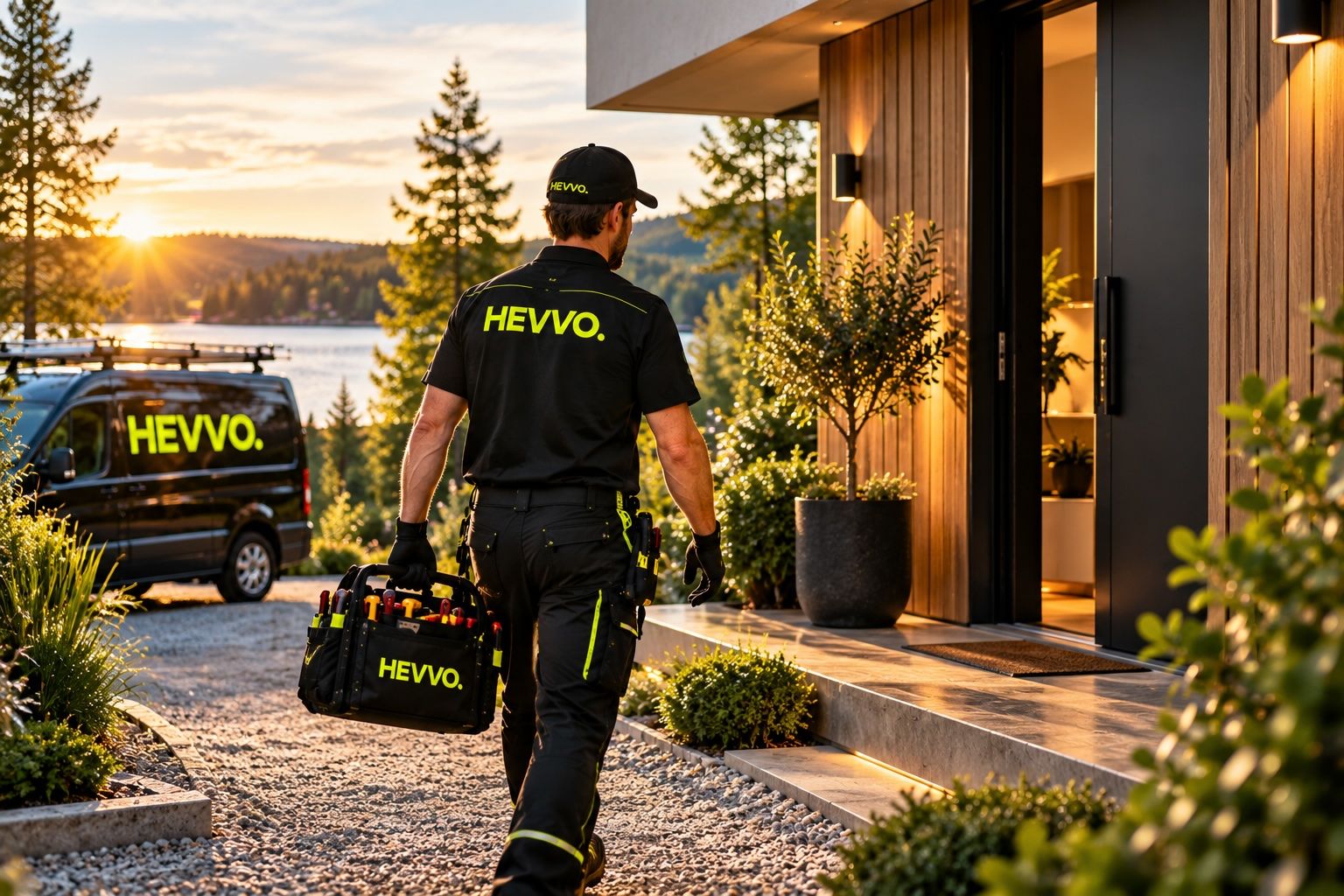 HEVVO tekniker på väg till kund